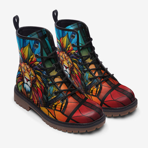 Leather Boots Stained Glass Lion Art