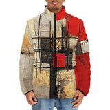 Down-Padded Puffer Jacket Modern Art Abstraction
