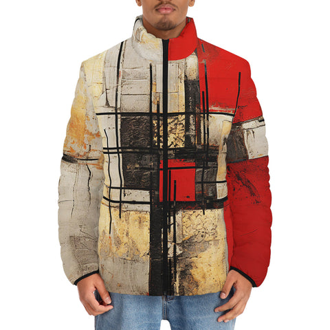 Down-Padded Puffer Jacket Modern Art Abstraction