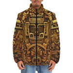Down-Padded Puffer Jacket Aztec Art with Golden Sun