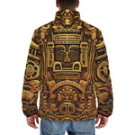Down-Padded Puffer Jacket Aztec Art with Golden Sun