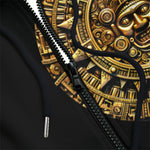 Men's Zip Up Hoodie Aztec Art with Golden Sun