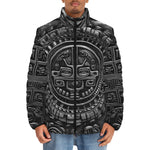 Down-Padded Puffer Jacket Golden Ancient Aztec Art