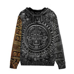 Men's Zip Up Hoodie Golden Ancient Aztec Art