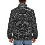 Down-Padded Puffer Jacket Golden Ancient Aztec Art