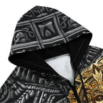 Men's Zip Up Hoodie Golden Ancient Aztec Art