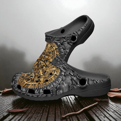 Classic Clogs Golden Ancient Aztec Art
