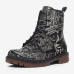 Leather Boots Aztec Stone Carving