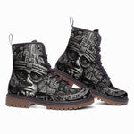 Leather Boots Aztec Stone Carving