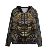 Men's Zip Up Hoodie Black and Gold Aztec Art