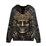 Men's Zip Up Hoodie Black and Gold Aztec Art