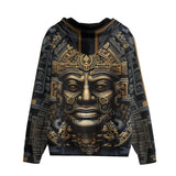 Men's Zip Up Hoodie Black and Gold Aztec Art