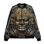 Bomber Jacket Black and Gold Aztec Art