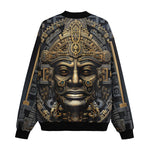 Bomber Jacket Black and Gold Aztec Art