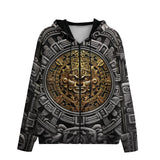 Men's Zip Up Hoodie Golden Aztec Symbol