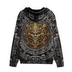 Men's Zip Up Hoodie Golden Aztec Symbol