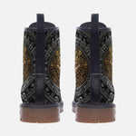 Leather Boots Golden Aztec Symbol