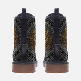 Leather Boots Golden Aztec Symbol