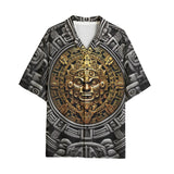 Hawaiian Shirt Golden Aztec Symbol