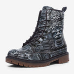 Leather Boots Mayan Stone Carving