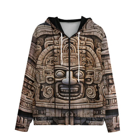 Men's Zip Up Hoodie Aztec Temple Stone Carving