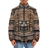 Down-Padded Puffer Jacket Aztec Temple Stone Carving