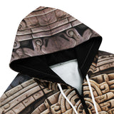 Men's Zip Up Hoodie Aztec Temple Stone Carving