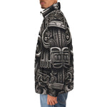 Down-Padded Puffer Jacket Ancient Mayan Art