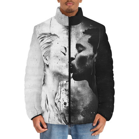 Down-Padded Puffer Jacket Black and White Kiss