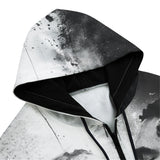 Men's Zip Up Hoodie Black and White Kiss