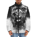 Down-Padded Puffer Jacket Watercolor Lion Art