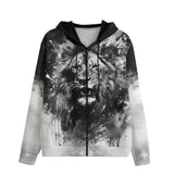 Men's Zip Up Watercolor Lion Art