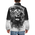 Down-Padded Puffer Jacket Watercolor Lion Art