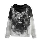 Men's Zip Up Watercolor Lion Art