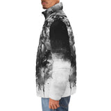 Down-Padded Puffer Jacket Watercolor Lion Art