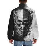 Down-Padded Puffer Jacket Black and White Skull Art
