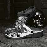 Classic Clogs Black and White Skull Art