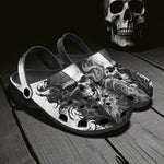 Classic Clogs Black and White Skull Art