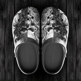Classic Clogs Black and White Skull Art
