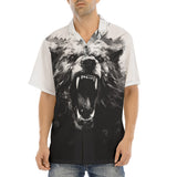 Hawaiian Shirt Angry Bear Black and White