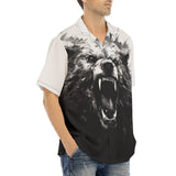 Hawaiian Shirt Angry Bear Black and White