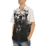 Hawaiian Shirt Angry Bear Black and White