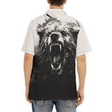 Hawaiian Shirt Angry Bear Black and White