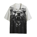 Hawaiian Shirt Angry Bear Black and White