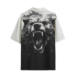 Hawaiian Shirt Angry Bear Black and White