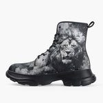 Casual Leather Chunky Boots Lion Drips and Splatters Style