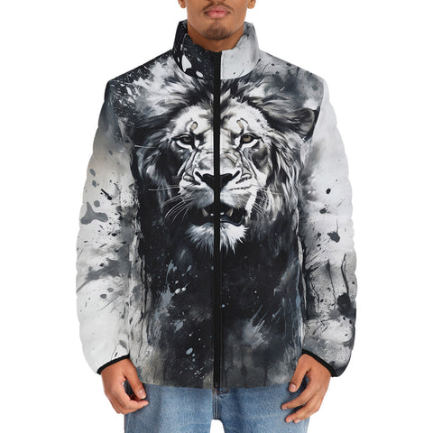 Down-Padded Puffer Jacket Lion Drips and Splatters Style