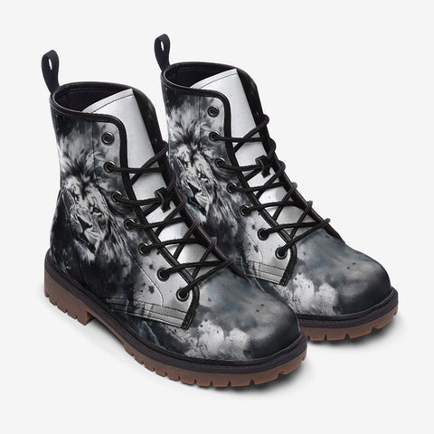 Leather Boots Lion Drips and Splatters Style