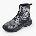 Casual Leather Chunky Boots Lion Drips and Splatters Style