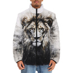Down-Padded Puffer Jacket Gray Watercolor Lion